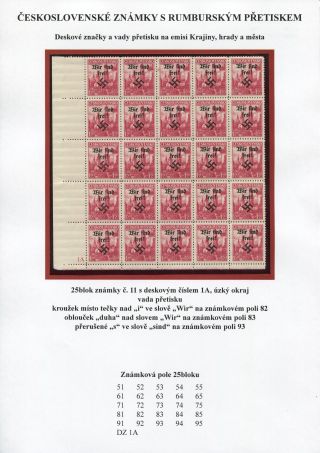 TSCHECHOSLOWAKISCHE BRIEFMARKEN MIT RUMBURG-AUFDRUCK – Blatt 15