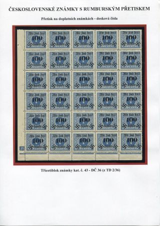 TSCHECHOSLOWAKISCHE BRIEFMARKEN MIT RUMBURG-AUFDRUCK – Blatt 34