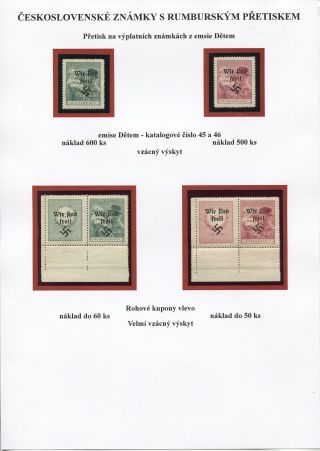 TSCHECHOSLOWAKISCHE BRIEFMARKEN MIT RUMBURG-AUFDRUCK – Blatt 37