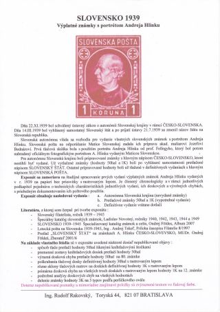 SLOVAKIA 1939: POSTAGE STAMPS WITH PORTRAIT OF ANDREJ HLINKA – sheet 1