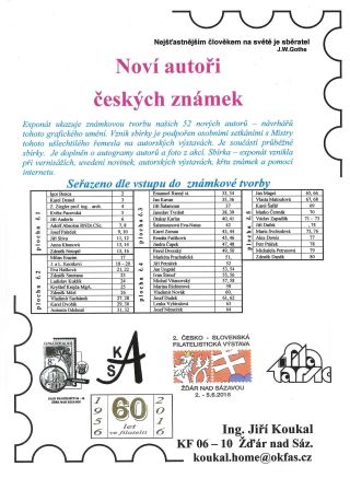 NOVÍ AUTOŘI ČESKÝCH POŠTOVNÍCH ZNÁMEK – list 1