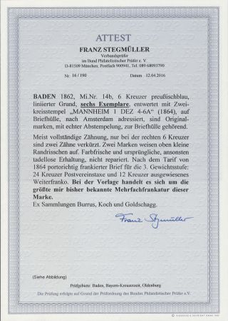 BADEN 1851-1868 – sheet 180