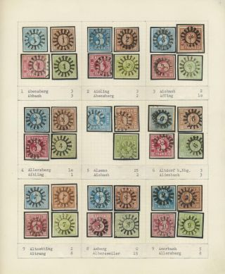 BAVARIA 1850-67: THE SIMON-WIESENTHAL-COLLECTION „CLOSED MILL WHEEL CANCELS“ FROM NR. 1 TO 606 – sheet 1