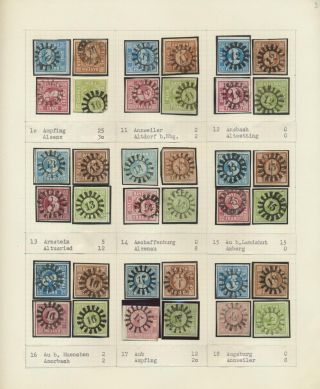 BAVARIA 1850-67: THE SIMON-WIESENTHAL-COLLECTION „CLOSED MILL WHEEL CANCELS“ FROM NR. 1 TO 606 – sheet 2