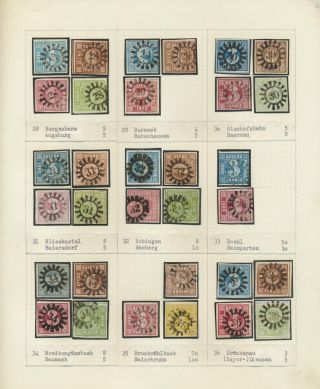 BAVARIA 1850-67: THE SIMON-WIESENTHAL-COLLECTION „CLOSED MILL WHEEL CANCELS“ FROM NR. 1 TO 606 – sheet 4