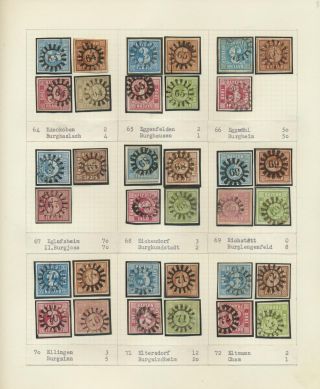 BAVARIA 1850-67: THE SIMON-WIESENTHAL-COLLECTION „CLOSED MILL WHEEL CANCELS“ FROM NR. 1 TO 606 – sheet 8