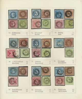 BAVARIA 1850-67: THE SIMON-WIESENTHAL-COLLECTION „CLOSED MILL WHEEL CANCELS“ FROM NR. 1 TO 606 – sheet 9