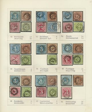BAVARIA 1850-67: THE SIMON-WIESENTHAL-COLLECTION „CLOSED MILL WHEEL CANCELS“ FROM NR. 1 TO 606 – sheet 10
