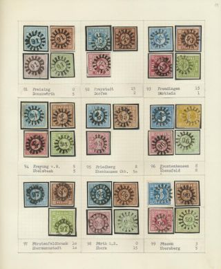 BAVARIA 1850-67: THE SIMON-WIESENTHAL-COLLECTION „CLOSED MILL WHEEL CANCELS“ FROM NR. 1 TO 606 – sheet 11