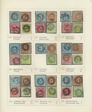 BAVARIA 1850-67: THE SIMON-WIESENTHAL-COLLECTION „CLOSED MILL WHEEL CANCELS“ FROM NR. 1 TO 606 – sheet 13
