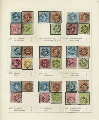 BAYERN 1850-67: DIE SIMON-WIESENTHAL-SAMMLUNG DER GESCHLOSSENEN MÜHLRADSTEMPEL VON NR. 1-606 – Blatt 49