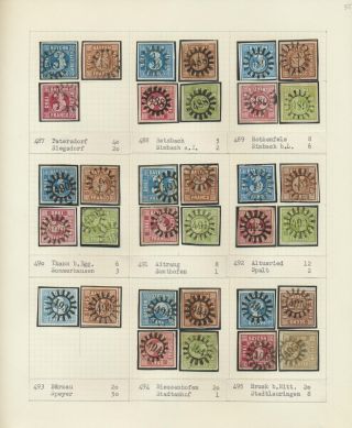 BAYERN 1850-67: DIE SIMON-WIESENTHAL-SAMMLUNG DER GESCHLOSSENEN MÜHLRADSTEMPEL VON NR. 1-606 – Blatt 55