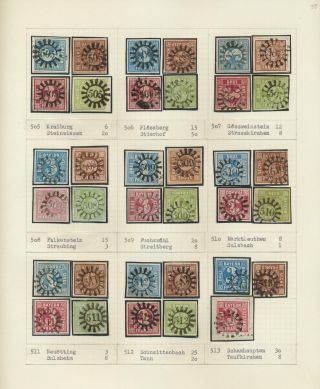 BAYERN 1850-67: DIE SIMON-WIESENTHAL-SAMMLUNG DER GESCHLOSSENEN MÜHLRADSTEMPEL VON NR. 1-606 – Blatt 57