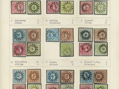 BAVARIA 1850-67: THE SIMON-WIESENTHAL-COLLECTION „CLOSED MILL WHEEL CANCELS“ FROM NR. 1 TO 606