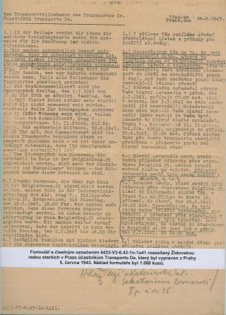 VERFOLGUNG DES JÜDISCHES VOLKERS IN DAS PROTEKTORAT BÖHMEN UND MÄHRED UND DIE THERESIENTADT GHETTO IN POSTDOKUMENTEN (Tschechische Version) – Blatt 44
