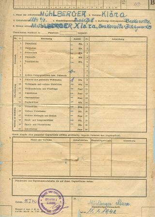 VERFOLGUNG DES JÜDISCHES VOLKERS IN DAS PROTEKTORAT BÖHMEN UND MÄHRED UND DIE THERESIENTADT GHETTO IN POSTDOKUMENTEN (Tschechische Version) – Blatt 47