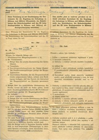VERFOLGUNG DES JÜDISCHES VOLKERS IN DAS PROTEKTORAT BÖHMEN UND MÄHRED UND DIE THERESIENTADT GHETTO IN POSTDOKUMENTEN (Tschechische Version) – Blatt 48