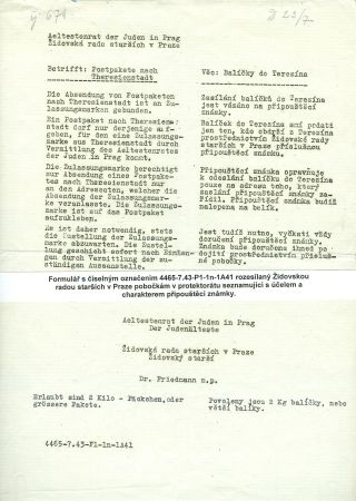 PERZEKUCE ŽIDOVSKÉHO NÁRODA V PROTEKTORÁTU ČECHY A MORAVA A GHETO TEREZÍN V POŠTOVNÍCH DOKUMENTECH (česká verze) – list 105