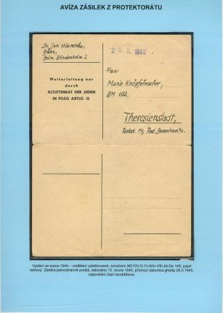 PERZEKUCE ŽIDOVSKÉHO NÁRODA V PROTEKTORÁTU ČECHY A MORAVA A GHETO TEREZÍN V POŠTOVNÍCH DOKUMENTECH (česká verze) – list 161