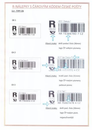 R-NÁLEPKY S ČÁROVÝM KÓDEM ČESKÉ POŠTY – list 4