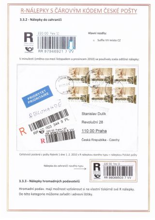 R-NÁLEPKY S ČÁROVÝM KÓDEM ČESKÉ POŠTY – list 6