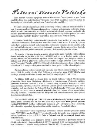 POŠTOVNÍ HISTORIE VALTICKA – list 1