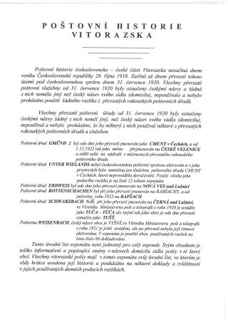 POŠTOVNÍ HISTORIE VITORAZSKA – list 4