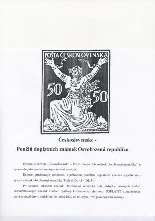 ČESKOSLOVENSKO: POUŽITÍ DOPLATNÍCH ZNÁMEK OSVOBOZENÁ REPUBLIKA – list 1