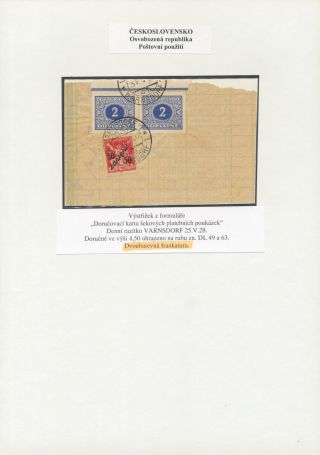 ČESKOSLOVENSKO: POUŽITÍ DOPLATNÍCH ZNÁMEK OSVOBOZENÁ REPUBLIKA – list 13