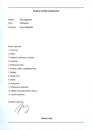 SVĚTOVÁ VÝSTAVA POŠTOVNÍCH ZNÁMEK PRAGA 1968 – list 2