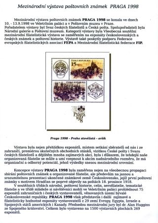 INTERNATIONALE BRIEFMARKENAUSSTELLUNG PRAGA 1998 – Blatt 2