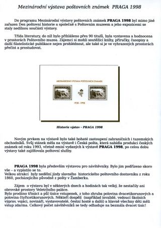 INTERNATIONALE BRIEFMARKENAUSSTELLUNG PRAGA 1998 – Blatt 3