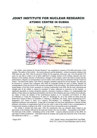 JOINT INSTITUTE FOR NUCLEAR RESEARCH - ATOMIC CENTRE IN DUBNA – sheet 1