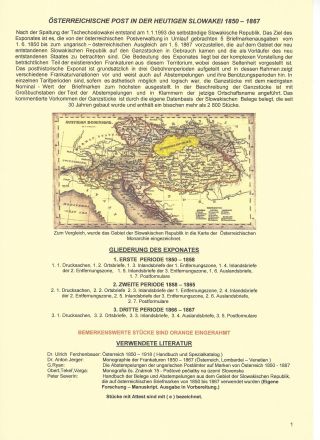 ÖSTERREICHISCHE POST IN DER HEUTIGEN SLOWAKEI 1850-1867 – Blatt 1