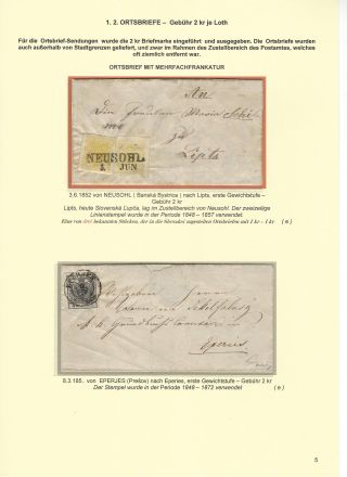 ÖSTERREICHISCHE POST IN DER HEUTIGEN SLOWAKEI 1850-1867 – Blatt 5