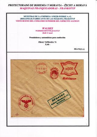 PROTECTORATE OF BOHEMIA AND MORAVIA - METER STAMPS - SPECIMENS – sheet 28