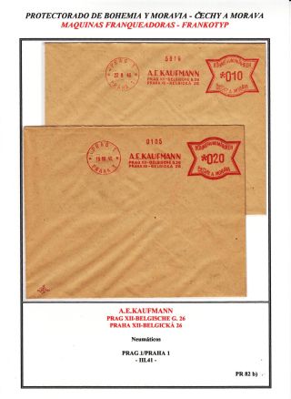 PROTECTORATE OF BOHEMIA AND MORAVIA - METER STAMPS - SPECIMENS – sheet 62