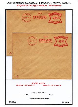 PROTECTORATE OF BOHEMIA AND MORAVIA - METER STAMPS - SPECIMENS – sheet 74