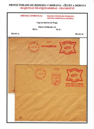 PROTECTORATE OF BOHEMIA AND MORAVIA - METER STAMPS - SPECIMENS – sheet 87