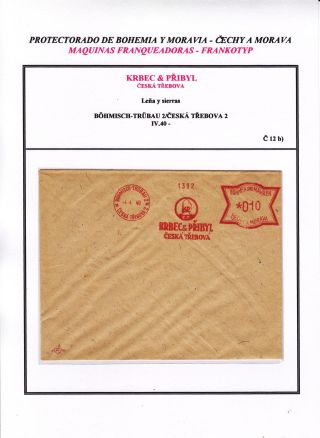 PROTECTORATE OF BOHEMIA AND MORAVIA - METER STAMPS - SPECIMENS – sheet 104