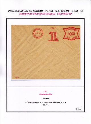 PROTECTORATE OF BOHEMIA AND MORAVIA - METER STAMPS - SPECIMENS – sheet 107