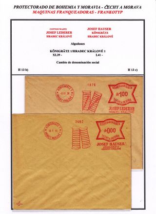PROTECTORATE OF BOHEMIA AND MORAVIA - METER STAMPS - SPECIMENS – sheet 111