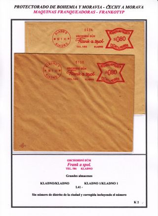 PROTECTORATE OF BOHEMIA AND MORAVIA - METER STAMPS - SPECIMENS – sheet 115