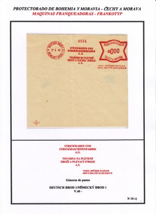 PROTECTORATE OF BOHEMIA AND MORAVIA - METER STAMPS - SPECIMENS – sheet 135
