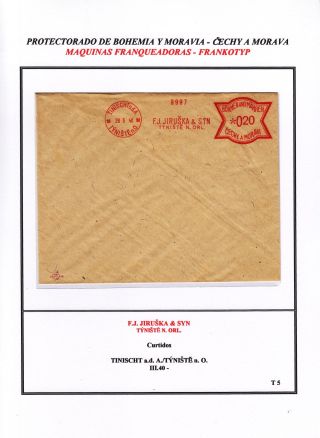 PROTECTORATE OF BOHEMIA AND MORAVIA - METER STAMPS - SPECIMENS – sheet 155