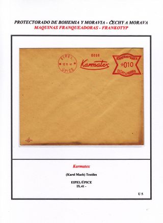 PROTECTORATE OF BOHEMIA AND MORAVIA - METER STAMPS - SPECIMENS – sheet 157