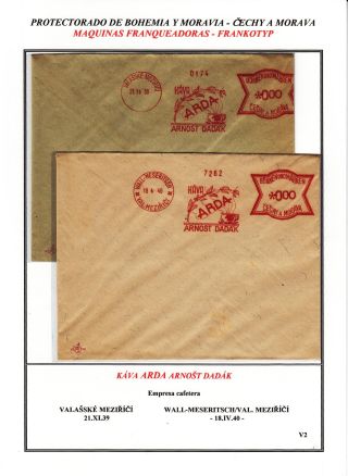 PROTECTORATE OF BOHEMIA AND MORAVIA - METER STAMPS - SPECIMENS – sheet 158