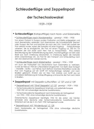 SCHLEUDERFLÜGE UND ZEPPELINPOST DER TSCHECHOSLOWAKEI 1929-1939 – Blatt 1