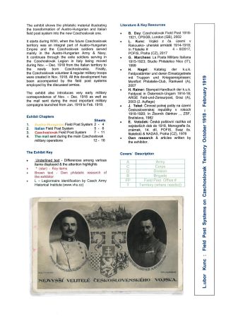 FELDPOSTSYSTEME  AUF TSCHECHOSLOWAKISCHEN GEBIET AB OKTOBER 1918 BIS FEBRUAR 1919 – Blatt 1