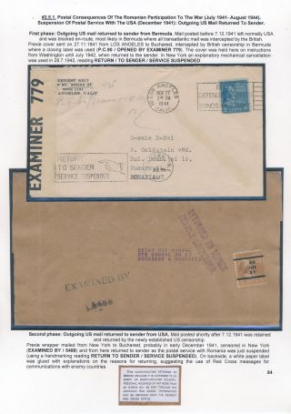 POSTAL HISTORY OF ROMANIA DURING WORLD WAR II - INTERNATIONAL CONNECTIONS – sheet 84